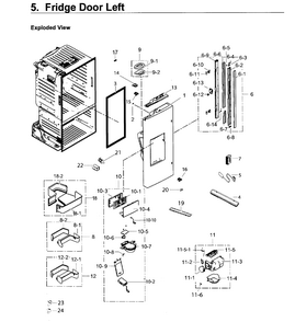 Fridge Door L Diagram and Parts List for RF263BEAEWW AA-0004 Samsung Refrigerator
