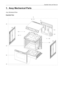Mechanical Parts Assembly Diagram and Parts List for NE63T8311SS AA-06 Samsung Range