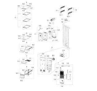 Freezer Diagram and Parts List for RH30H9500SR AA-0000 Samsung Refrigerator