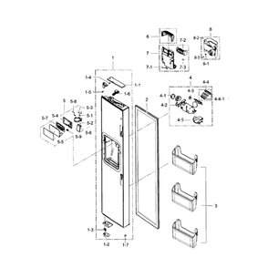 Freezer Door Diagram and Parts List for RH25H5611SG AA-0000 Samsung Refrigerator