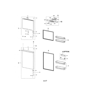 Part Location Diagram of DA91-04685B Samsung Door Assembly