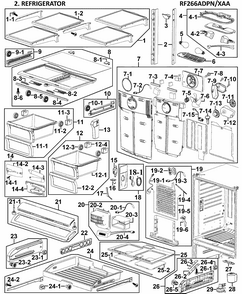 Refrigerator Diagram and Parts List for RF266ADPN XAA-0000 Samsung Refrigerator