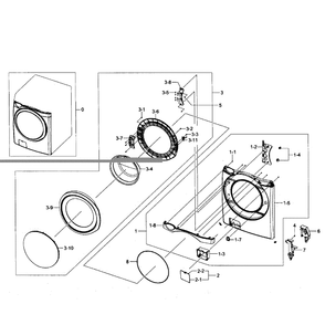 Front Assembly Diagram and Parts List for WF457ARGSGR AA-02 Samsung Washer