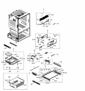 Freezer Diagram and Parts List for RF30HDEDTSR AA-0001 Samsung Refrigerator