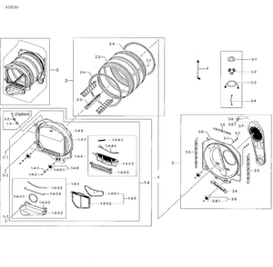 Drum Parts Diagram and Parts List for DV48H7400GW A2-0001 Samsung Dryer