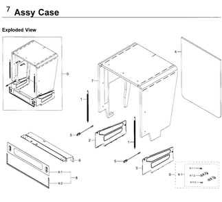 Case Diagram and Parts List for DW80K5050UB AA-0000 Samsung Dishwasher