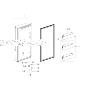 Freezer Door L Diagram and Parts List for RF28K9070SR AA-0001 Samsung Refrigerator