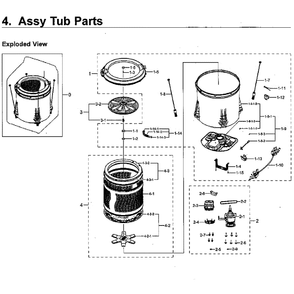 Tub Diagram and Parts List for WA40J3000AW A2-13 Samsung Washer