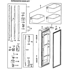 Left Door Diagram and Parts List for RF265ABBP XAA-00 Samsung Refrigerator