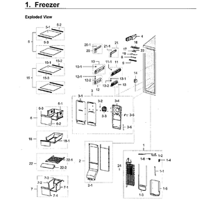 Freezer Diagram and Parts List for RH22H9010SG AA-0000 Samsung Refrigerator