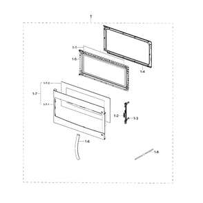 Door Diagram and Parts List for ME18H704SFS AA-01 Samsung Microwave Oven Combo
