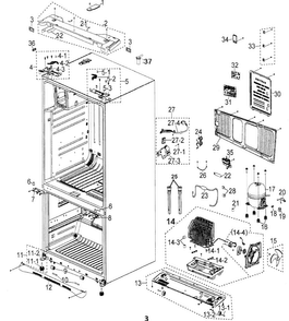 Cabinet Diagram and Parts List for RFG297AAWP XAA Samsung Refrigerator
