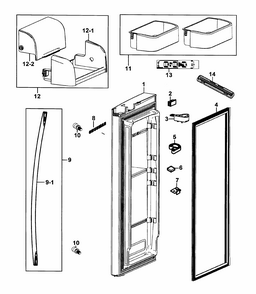 Door Right Diagram and Parts List for RF266AZPN XAA-0000 Samsung Refrigerator