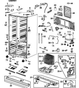Part Location Diagram of DA63-02688C Samsung COVER LEG-FRONT;NEXT,PP,