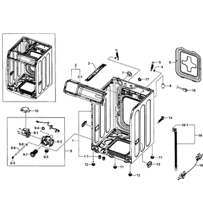 Cabinet Assembly Diagram and Parts List for WF363BTBEUF A1-01 Samsung Washer