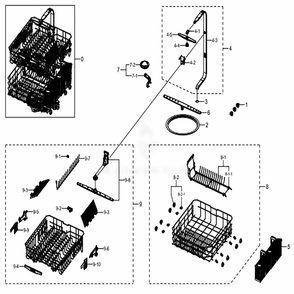 Assembly Wash Diagram and Parts List for DW80K5050UG (AA)(0003) Samsung Dishwasher