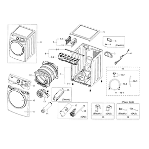 Main Assembly Diagram and Parts List for DV42H5600EP A3-0000 Samsung Dryer