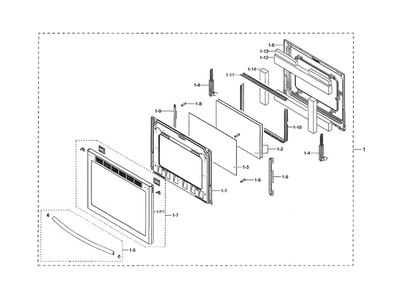 Door Assembly Diagram and Parts List for NE58R9431SG AA-00 Samsung Range
