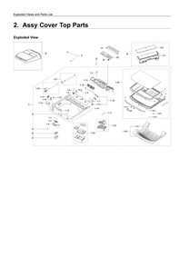 Top Cover Assembly Diagram and Parts List for WA50K8600AW AA-00 Samsung Washer