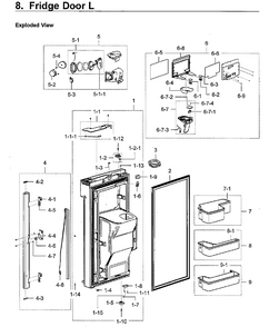 Fridge Door L Diagram and Parts List for RF28K9380SR AA-0002 Samsung Refrigerator
