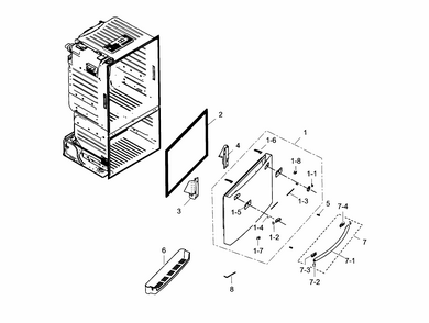Freezer Door Diagram and Parts List for RF323TEDBSR AA-0002 Samsung Refrigerator