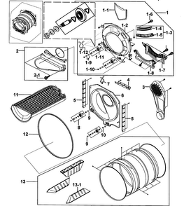 Drum Assy Diagram and Parts List for DV317AEW XAA-0000 Samsung Dryer