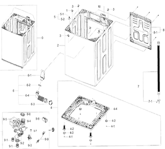 Frame Diagram and Parts List for WA50F9A6DSW A2-0001 Samsung Washer