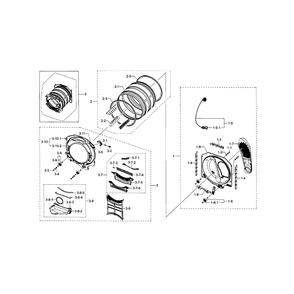 Drum Diagram and Parts List for DV433GTGJWR A1-0000 Samsung Dryer