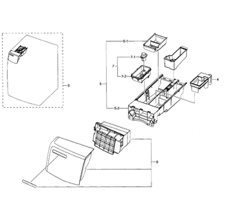 Drawer Diagram and Parts List for WF511ABR XAA-0002 Samsung Washer