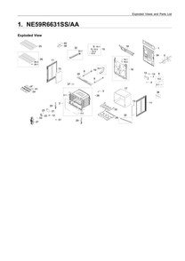 Main Assembly Diagram and Parts List for NE59R6631SS AA-00 Samsung Range