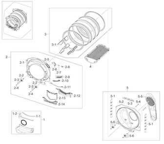 Drum Assy Diagram and Parts List for DV448AGW XAA-0002 Samsung Dryer