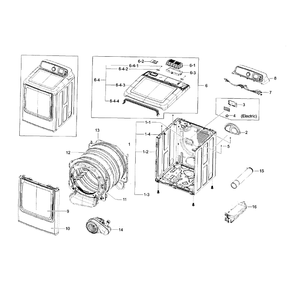 Main Assembly Diagram and Parts List for DV56H9000EW A2-0000 Samsung Dryer