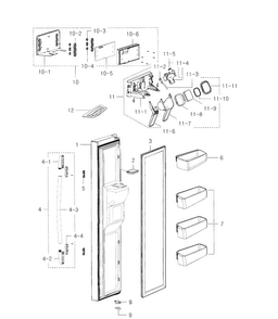Left Door Diagram and Parts List for RS2530BSH XAA-0000 Samsung Refrigerator
