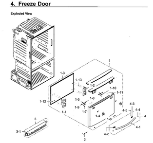 Freezer Door Diagram and Parts List for RF23HCEDBWW AA-0003 Samsung Refrigerator