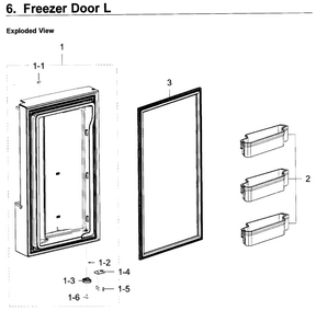 Freezer Door L Diagram and Parts List for RF23J9011SG AA-0002 Samsung Refrigerator