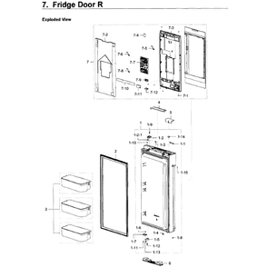 Fridge Door R Diagram and Parts List for RF28K9580SG AA-0001 Samsung Refrigerator