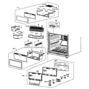 Freezer Assembly Diagram and Parts List for RB195ACWP XAA-00 Samsung Refrigerator