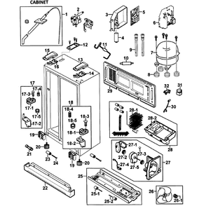 Cabinet Diagram and Parts List for RH269LBSH XAA-0000 Samsung Refrigerator
