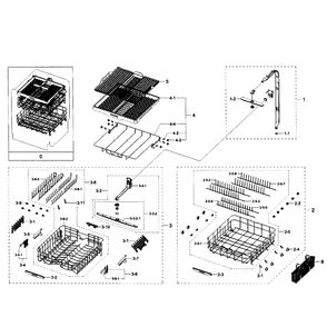 Baskets Assembly Diagram and Parts List for DW80H9950US AA-00 Samsung Dishwasher