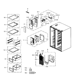 Freezer Diagram and Parts List for RS25H5111SR AA-01 Samsung Refrigerator