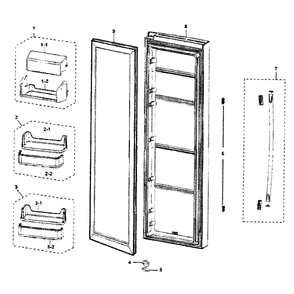 Ref Door Diagram and Parts List for RS263TDBP XAA-01 Samsung Refrigerator