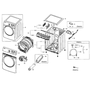 Main Assy Diagram and Parts List for DV405ETPAWR AA-0000 Samsung Dryer