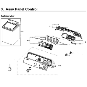 Control Panel Diagram and Parts List for WA48H7400AW AA-11 Samsung Washer
