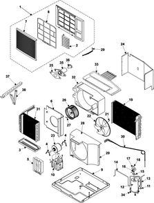 Chassis Assembly Diagram and Parts List for AW1800A XAA Samsung Air Conditioner