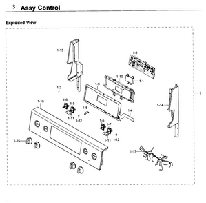 Control Diagram and Parts List for NE59K3310SW AA-0000 Samsung Range