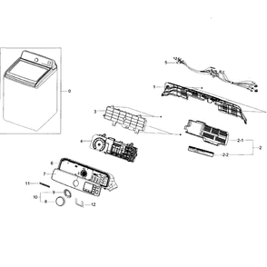 Control Panel Diagram and Parts List for WA45H7200AP A2-02 Samsung Washer