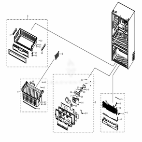 Freezer Diagram and Parts List for RF28NHEDBSR (AA)(0001) Samsung Refrigerator