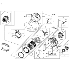 Tub And Drum Diagram and Parts List for WF42H5200AP A2-01 Samsung Washer