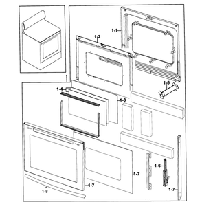 Door Assembly Diagram and Parts List for NE595R0ABWW AA-00 Samsung Range