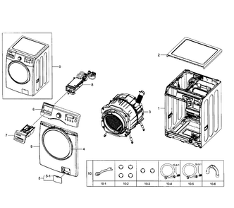 Main Section Diagram and Parts List for WF350ANR XAA-0000 Samsung Washer